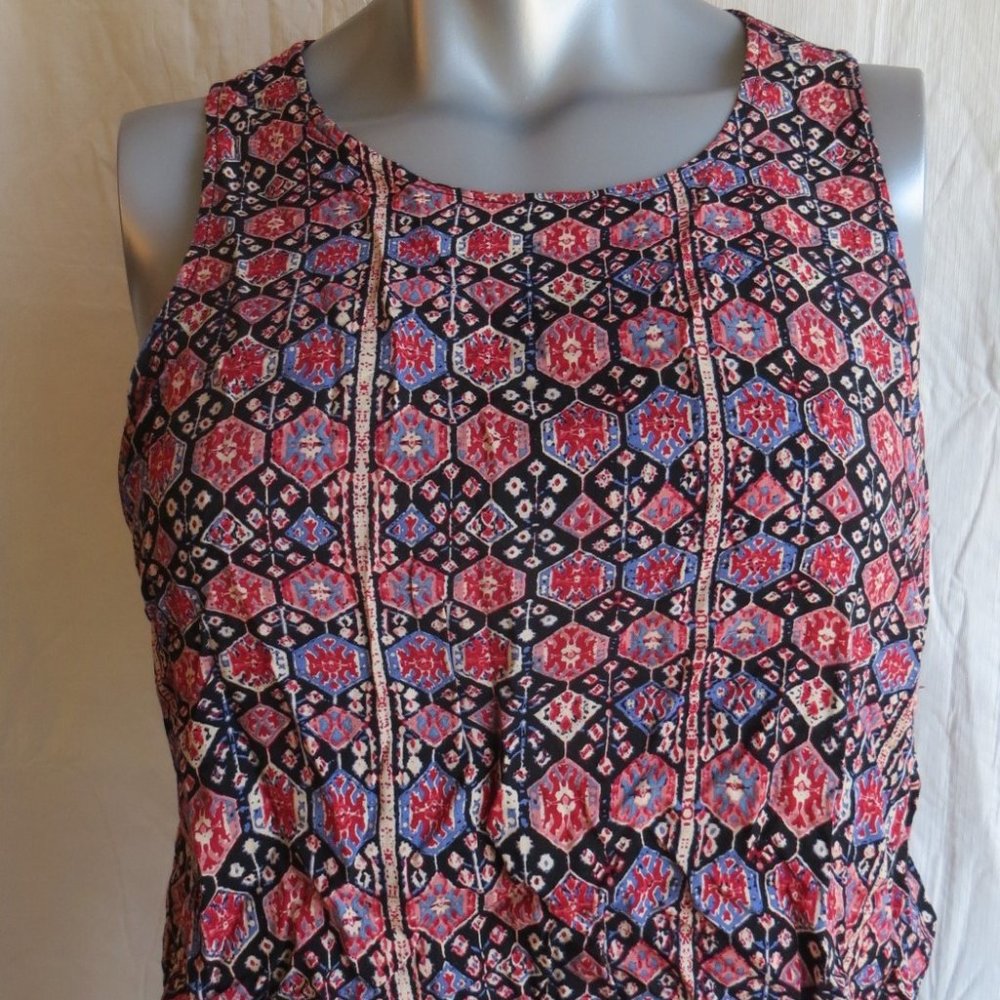 Forever21 Black & Burnt Orange Mosaic Tank Top